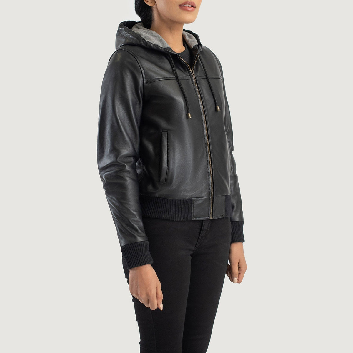 
Rebella Hooded جاكيت بومبر جلد نسائي – alternate product view 2