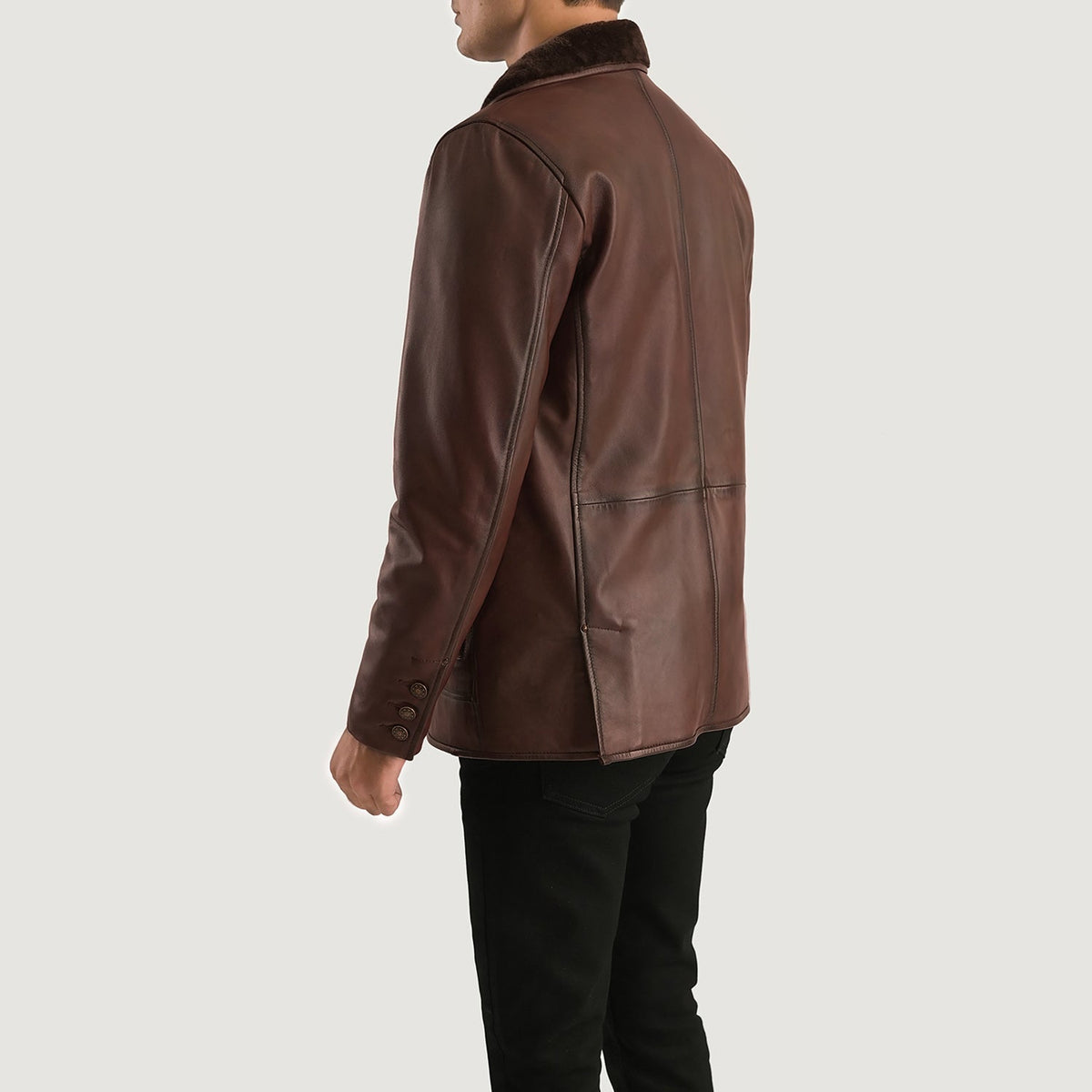 Authentic Sheepskin Burnishing with Burnishing Finish Grain Texture &amp; Heavy-Duty Seam Stitching Detail
