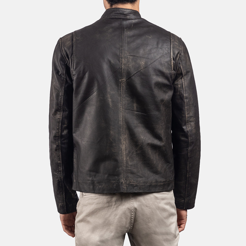 Rustic جاكيت بايكر جلد رجالي – alternate product view 5