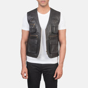 Men's Safari بني صديري جلد رجالي in Brown Sheepskin Leather - Front Profile View &amp; Tailored Silhouette | Buy Online
