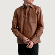 
Scout Matte بني Leather Shirt رجالي - عرض جانبي يوضح قَصّة الأكمام المريحة