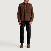 
تفاصيل مقربة of Shirt & Buttons Hardware on Scout Mocha Suede Leather Shirt رجالي رجالي