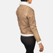 Sherilyn B-3 أسود جاكيت بومبر جلد نسائي – alternate product view 5