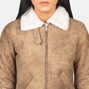 Sherilyn B-3 أسود جاكيت بومبر جلد نسائي – alternate product view 6