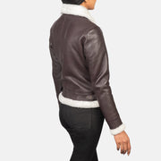 Sherilyn B-3 أسود جاكيت بومبر جلد نسائي – alternate product view 5