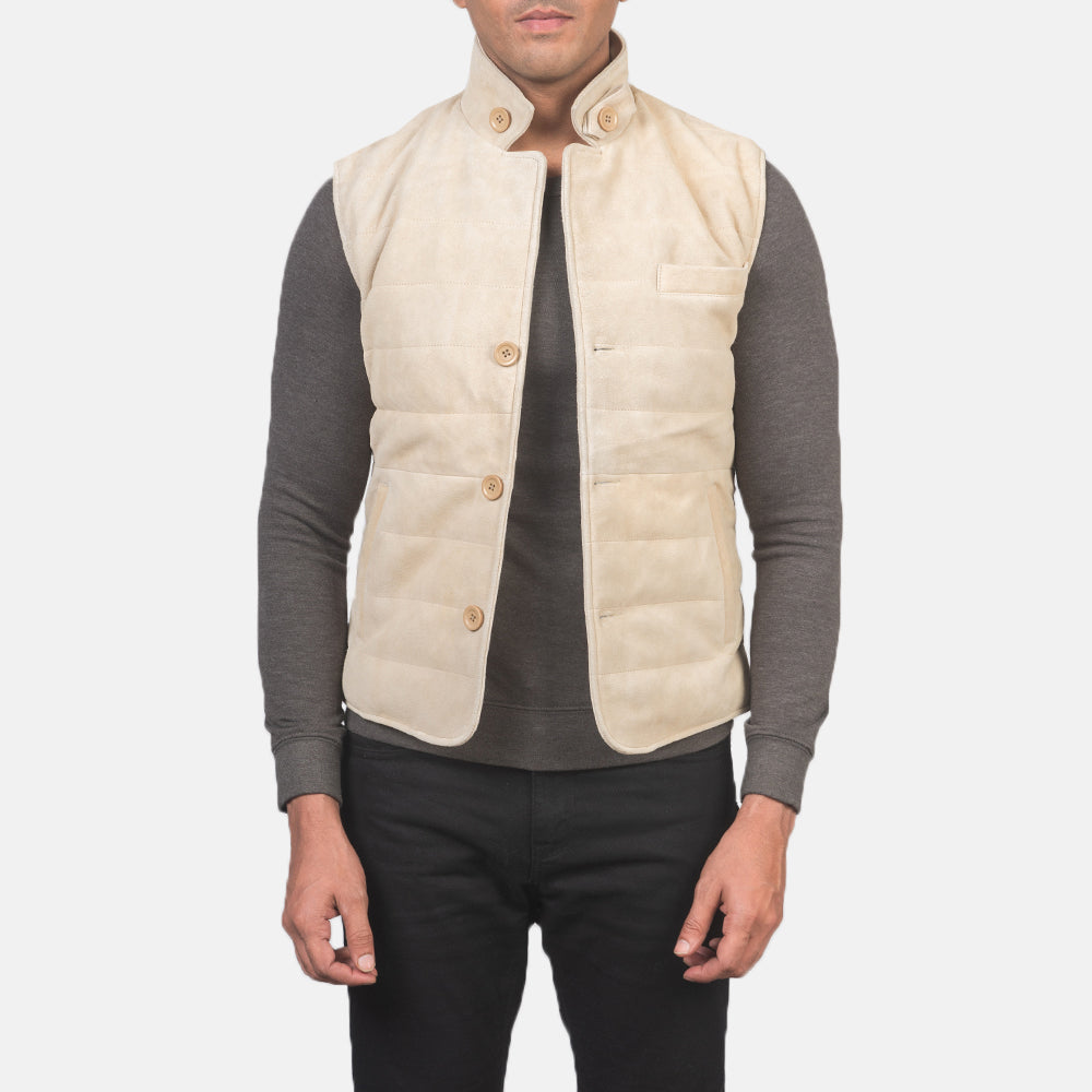 
Tony Off-White Suede Vest رجالي رجالي in Off-White Goatskin Suede - عرض أمامي وقَصّة مفصلة أنيقة | شراء أونلاين عبر المتجر الرسمي