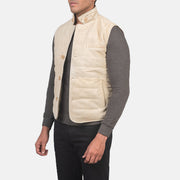 
Off-White Goatskin Suede Leather Vest - عرض خلفي يوضح تفصيل الأكتاف المتقن والحاشية النظيفة
