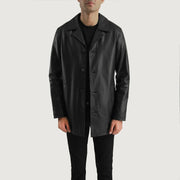 
Black Cowhide (Lt-071) leather Coat - عرض خلفي يوضح تفصيل الأكتاف المتقن والحاشية النظيفة