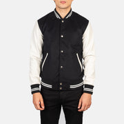 
تفاصيل مقربة of Varsity & Snap Buttons Hardware on Vaxton أسود & White Hybrid Varsity جاكيت جلد رجالي