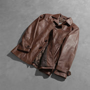 
Open Hem & Hem Craftsmanship Construction Detail on Vincent Alley بني جاكيت جلد رجالي