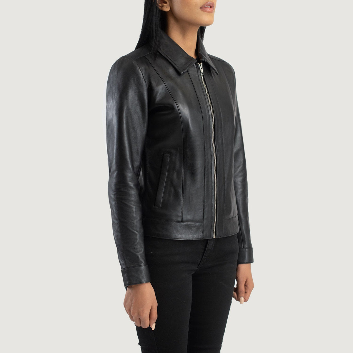 Vixen Classic Collar جاكيت جلد نسائي – alternate product view 2