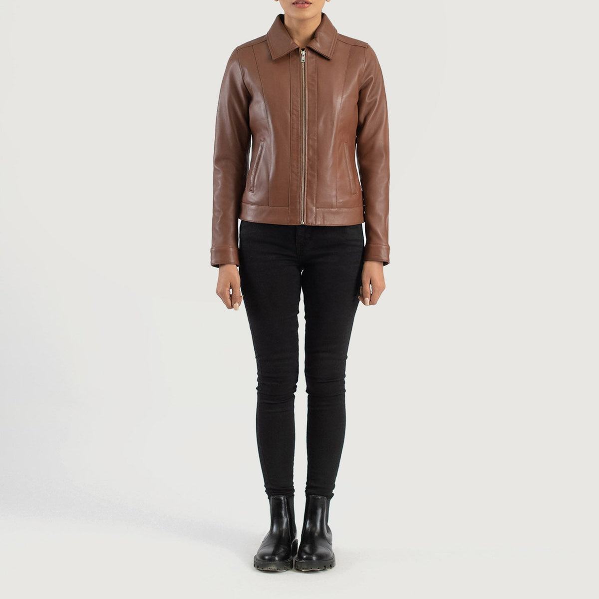 Vixen Classic Collar جاكيت جلد نسائي – alternate product view 3