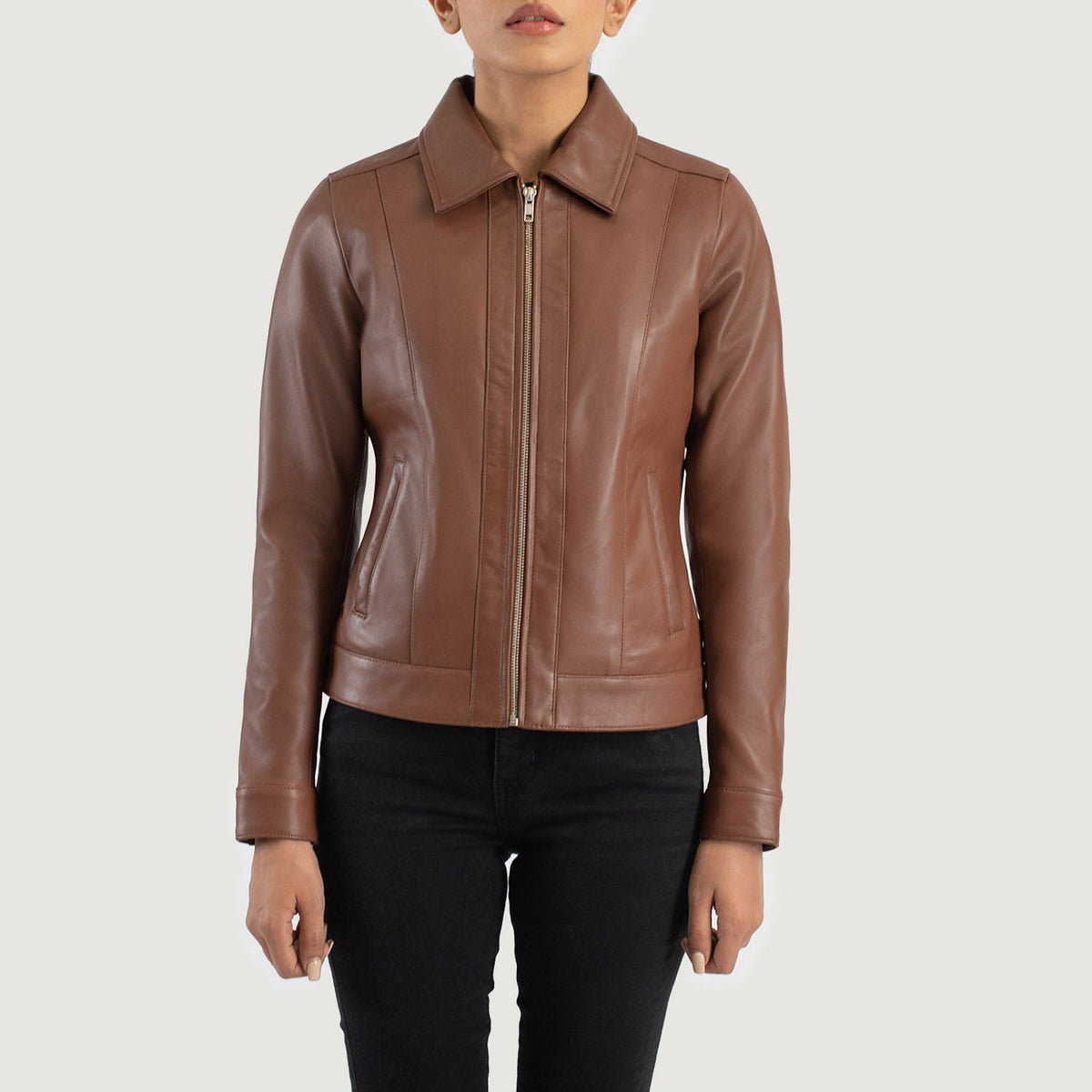 Vixen Classic Collar جاكيت جلد نسائي – alternate product view 4