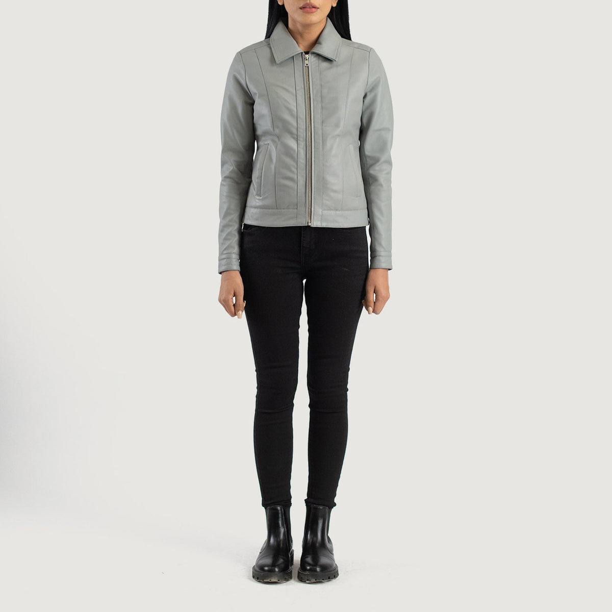Vixen Classic Collar جاكيت جلد نسائي – alternate product view 3