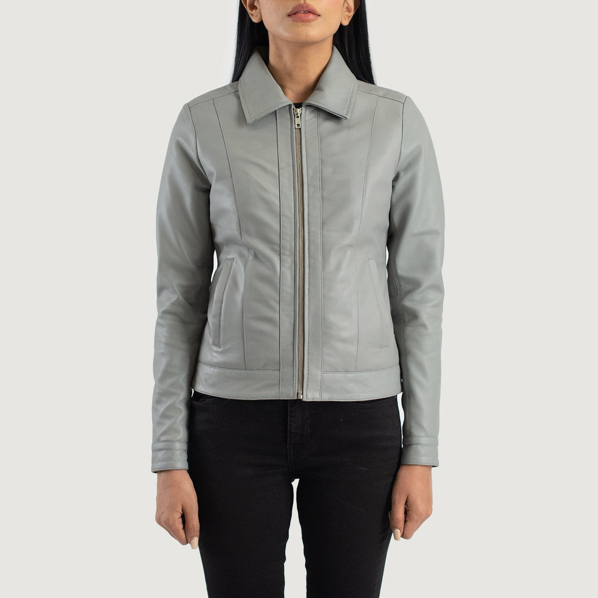Vixen Classic Collar جاكيت جلد نسائي – alternate product view 4