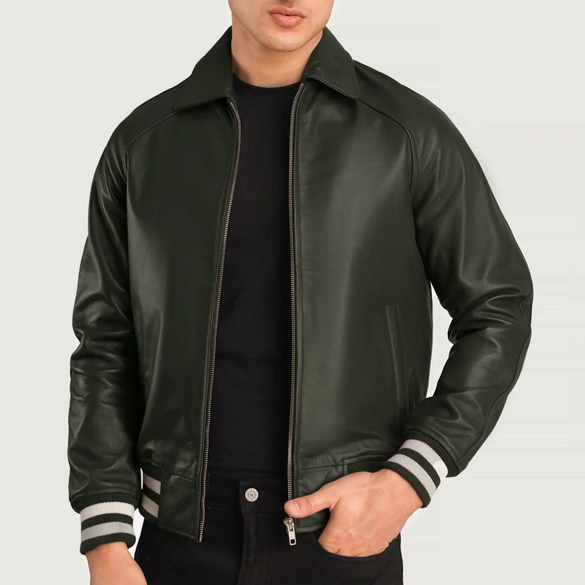 Walton Varsity جاكيت جلد رجالي – alternate product view 3